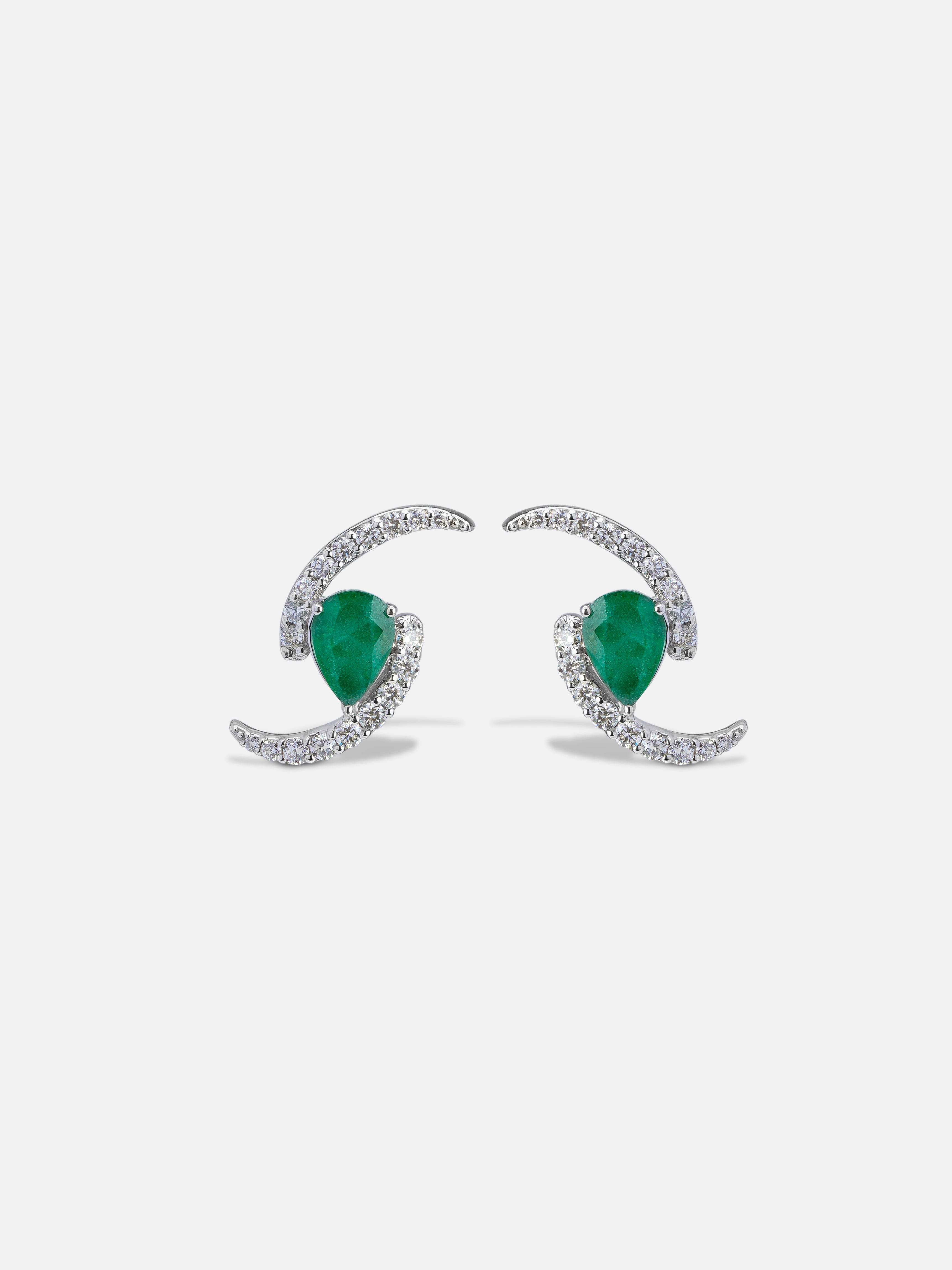 Emerald Saturn Earrings