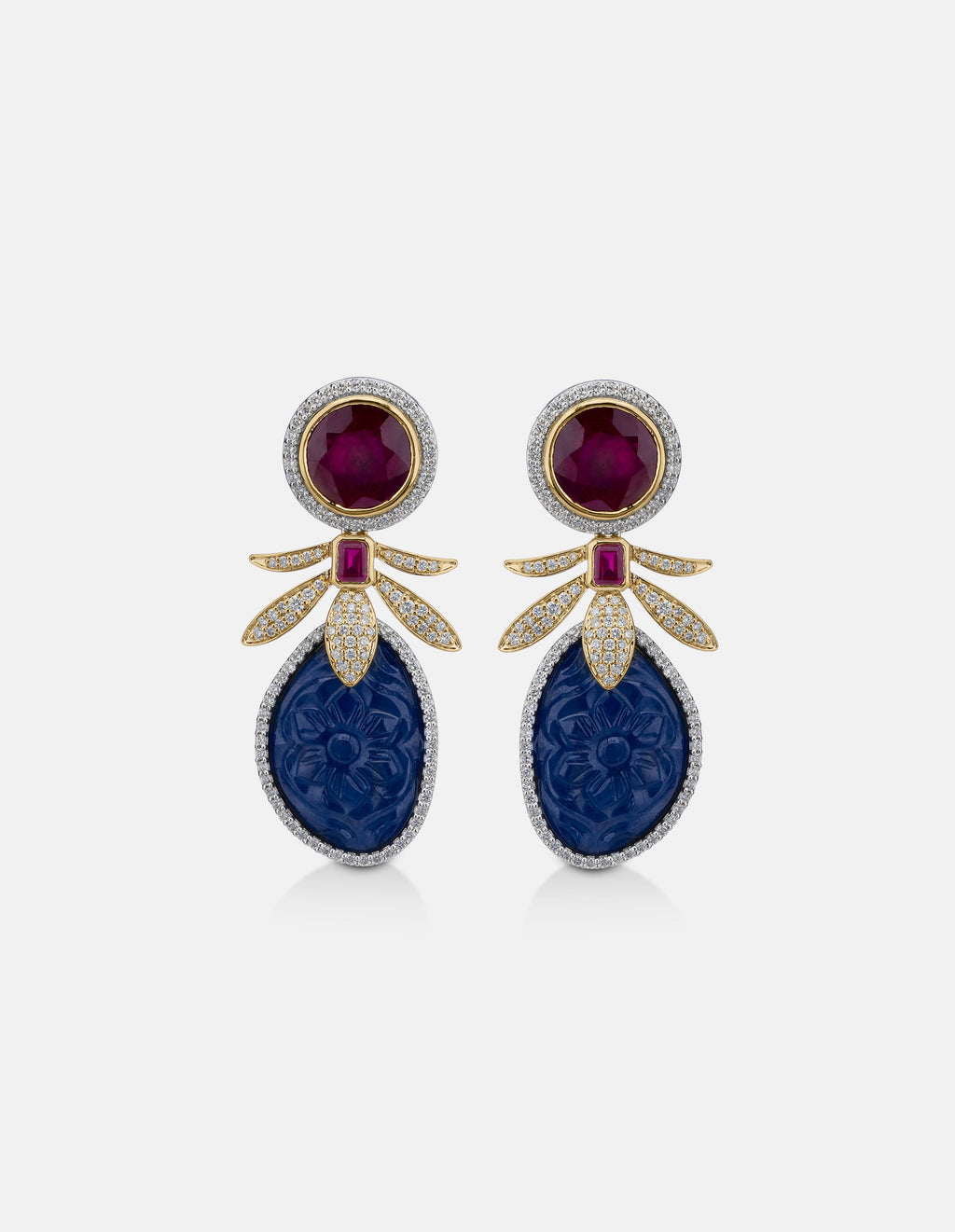 Ruby-Saphhire Buzz Earring