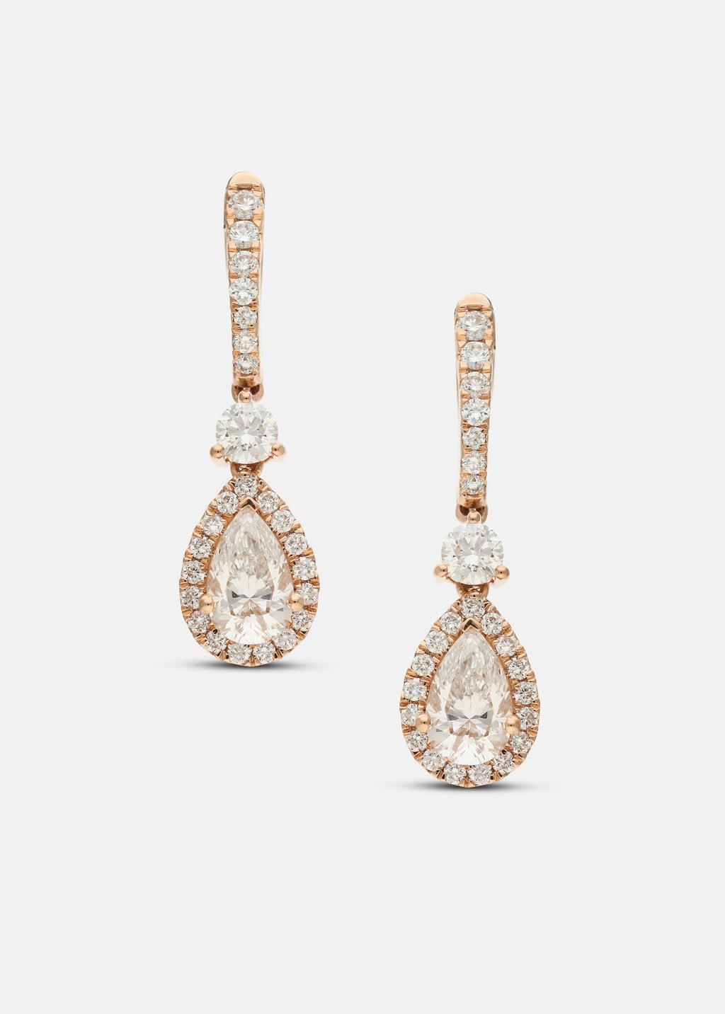 Pear Halo Drop Earrings