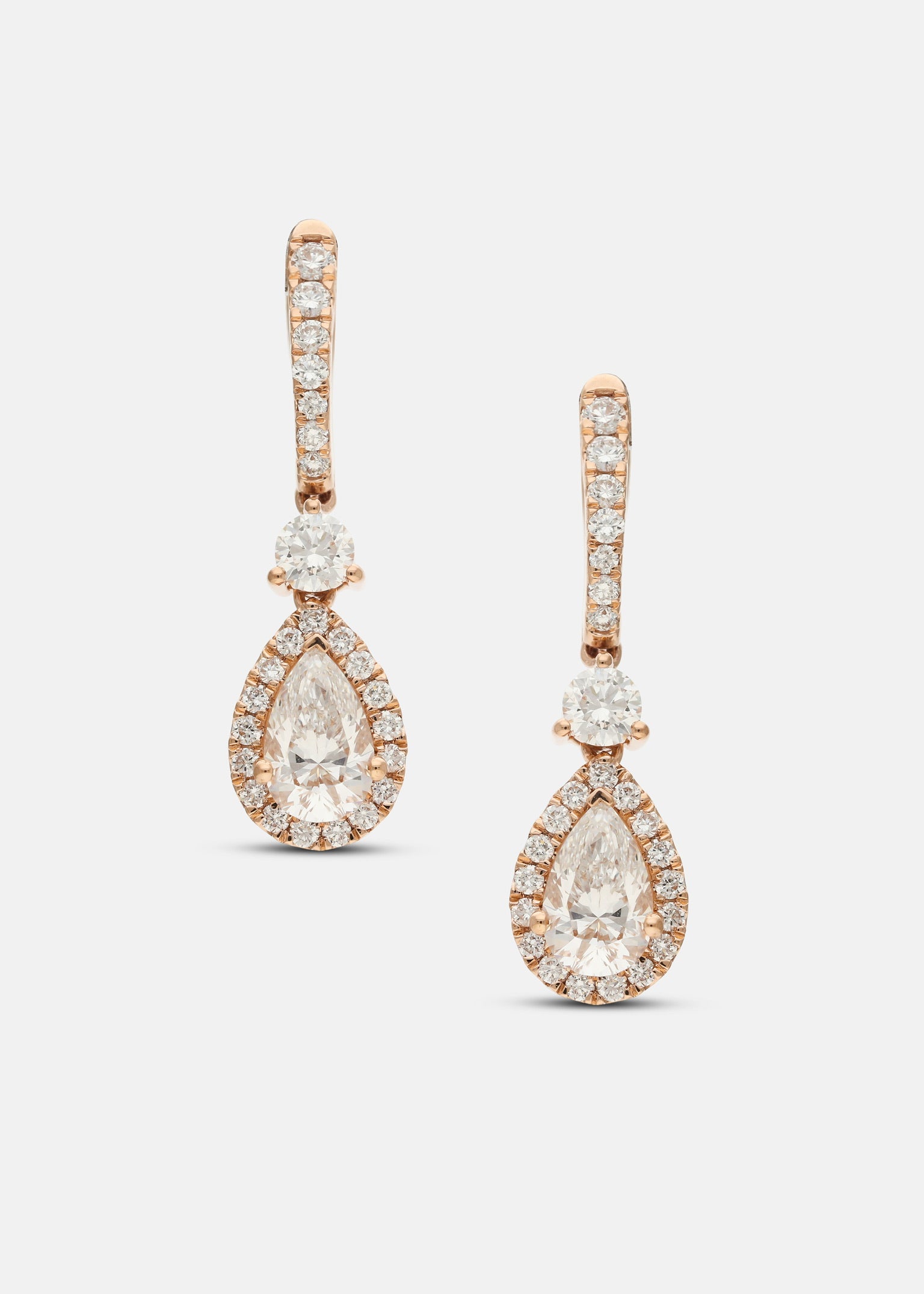 Pear Halo Drop Earrings